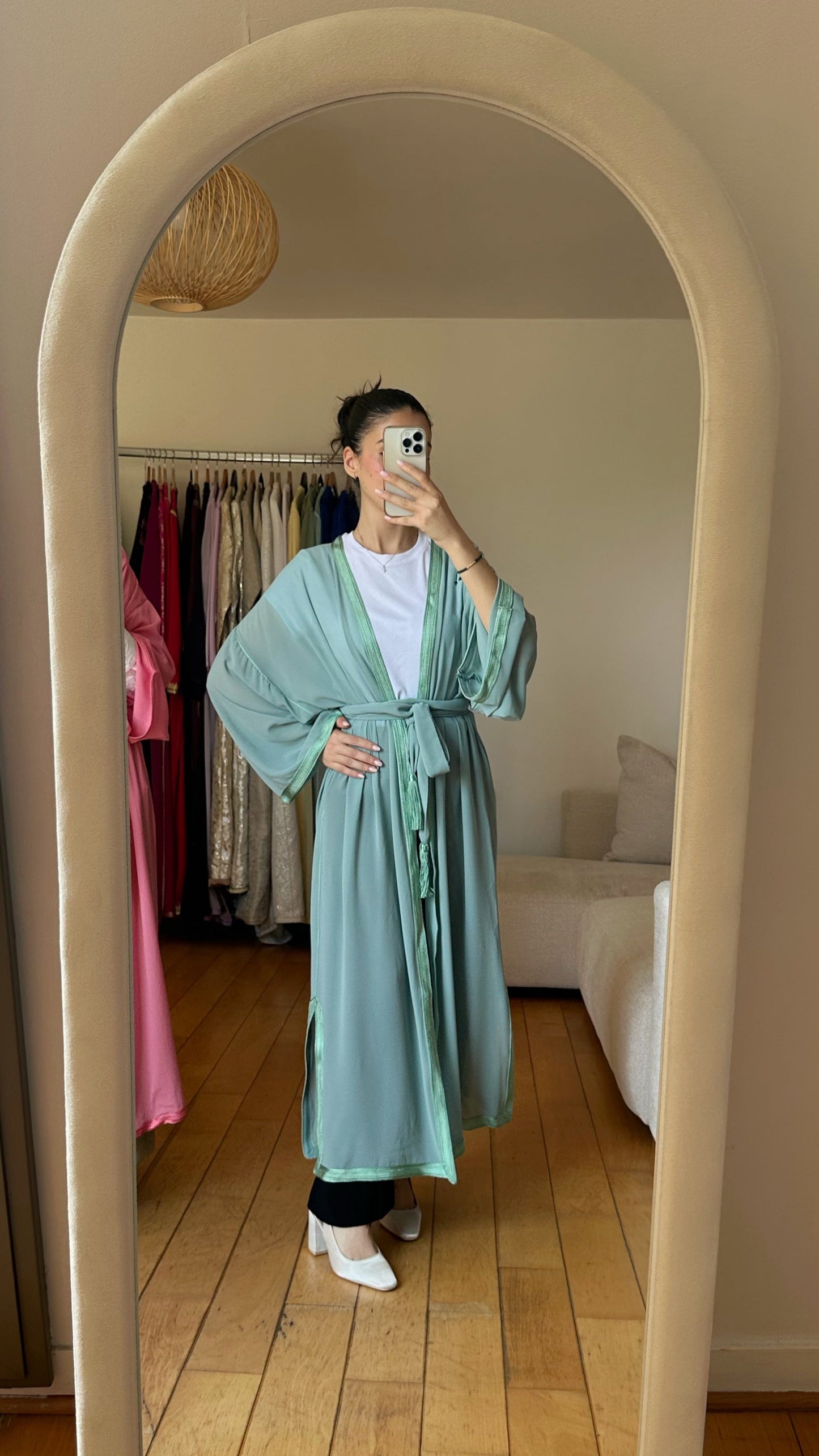 "Water Green" Chiffon Kimono
