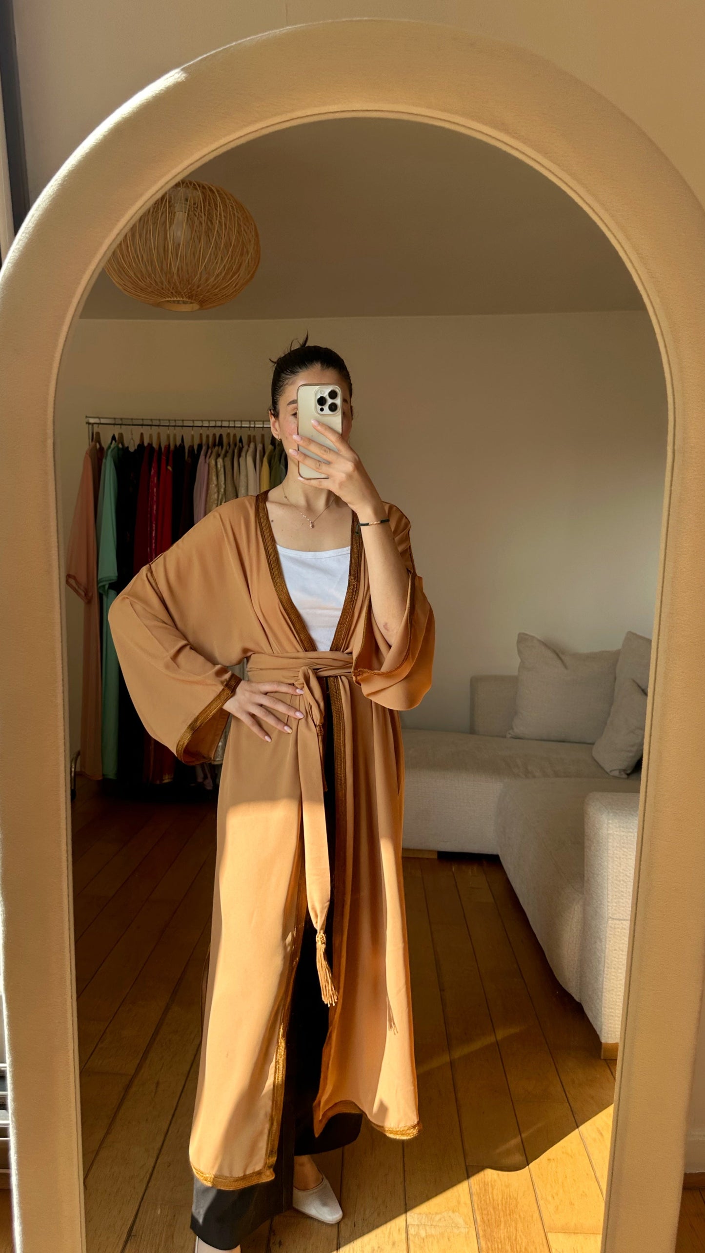 "Camel" Chiffon Kimono