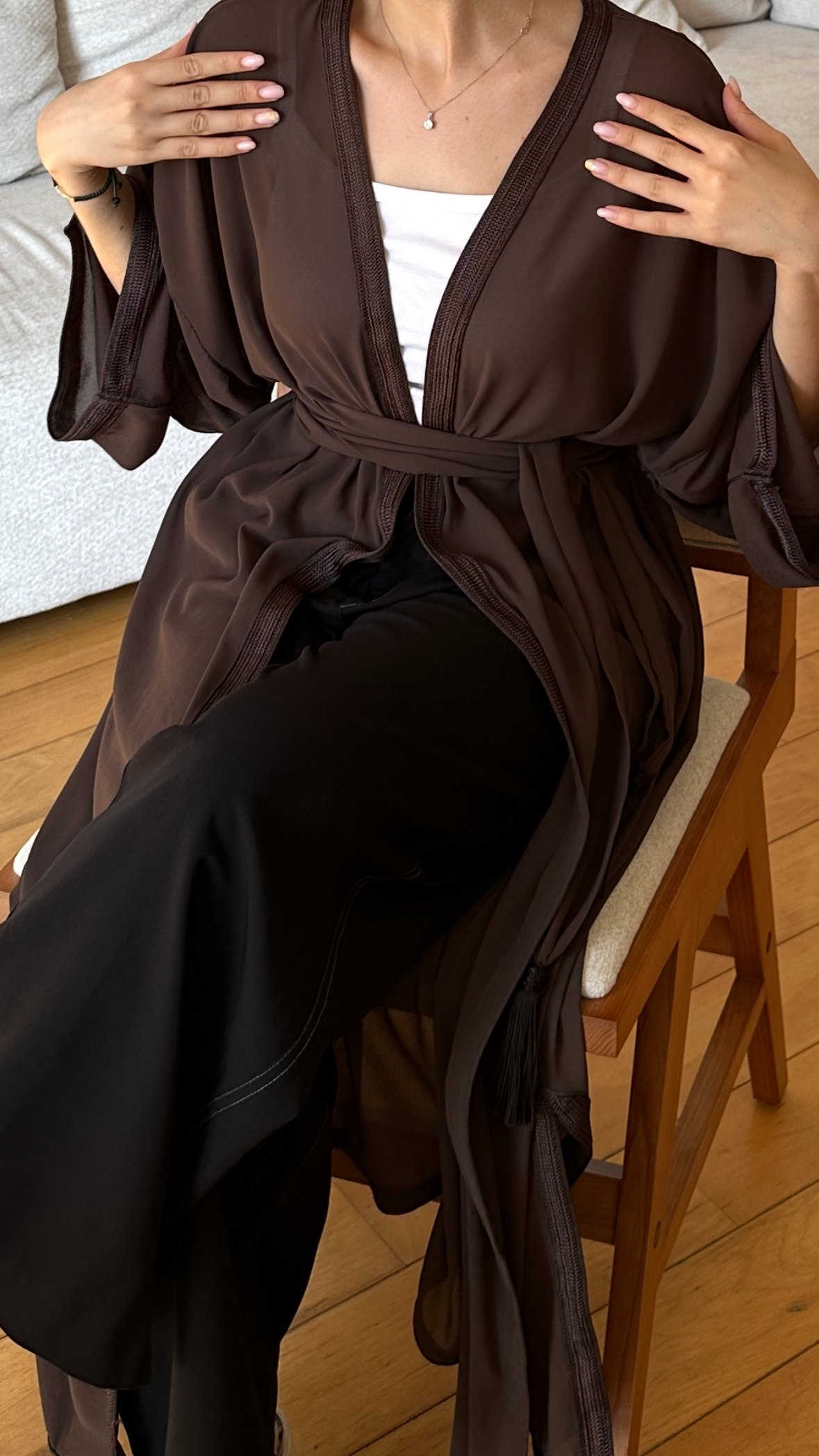 "Chocolate" Chiffon Kimono