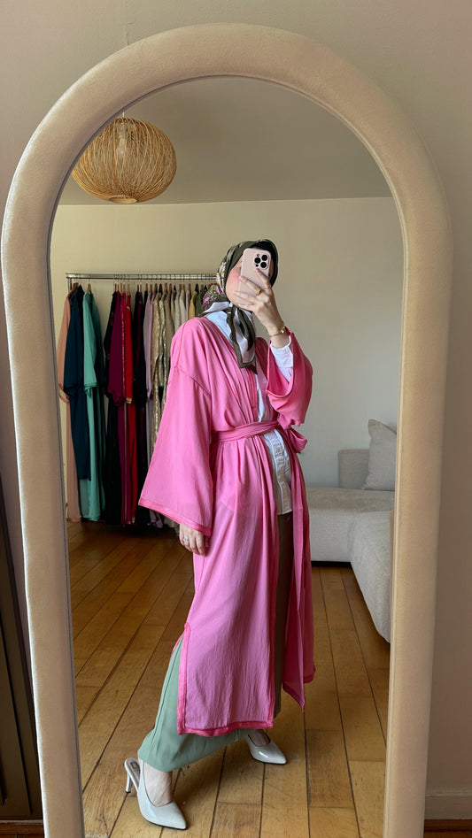 Kimono en Mousseline "Rose Poudré"