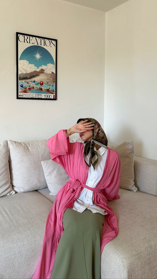 "Powder Pink" Chiffon Kimono