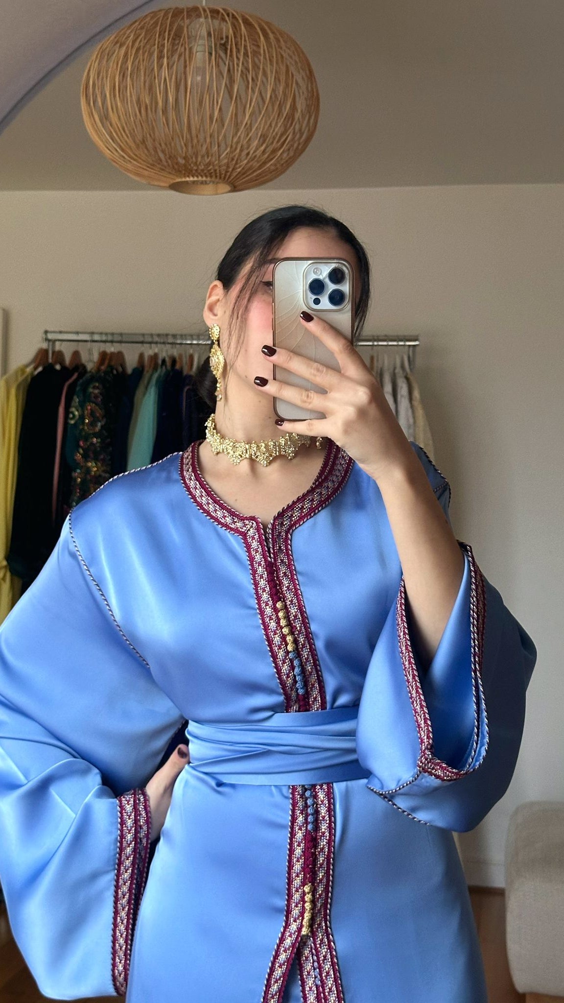 Caftan Bleu Poudré Berbère