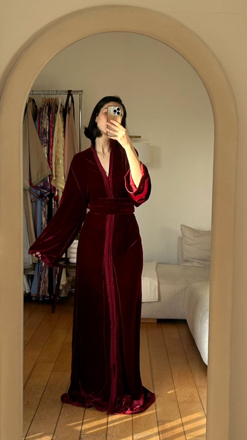 Caftan Velours Bordeaux