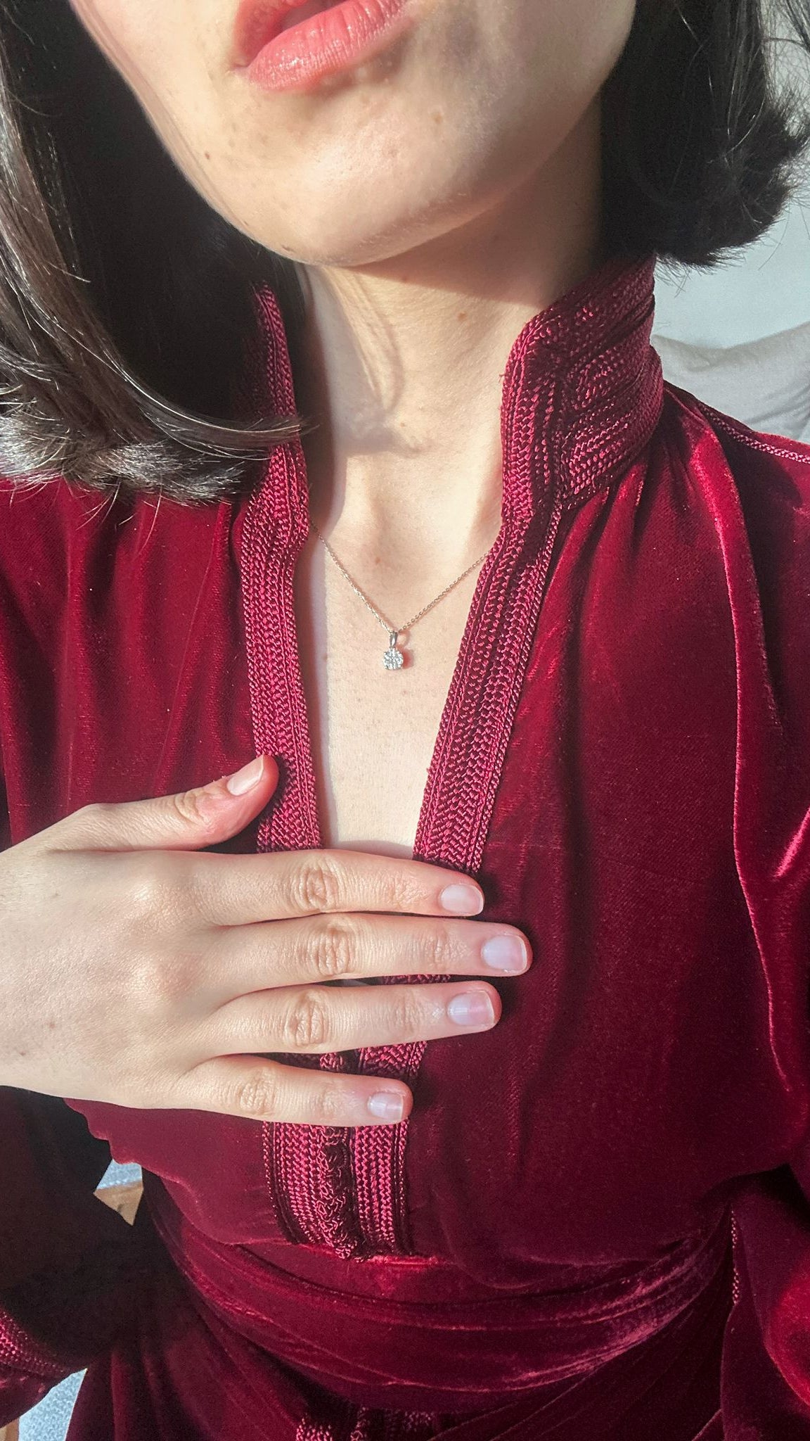 Caftan Velours Bordeaux