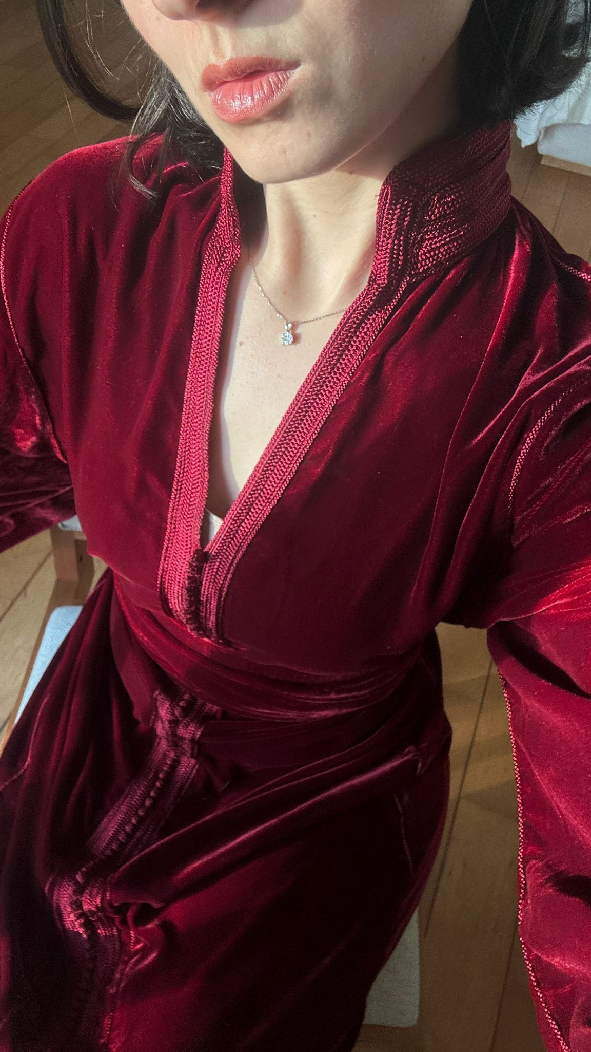 Caftan Velours Bordeaux