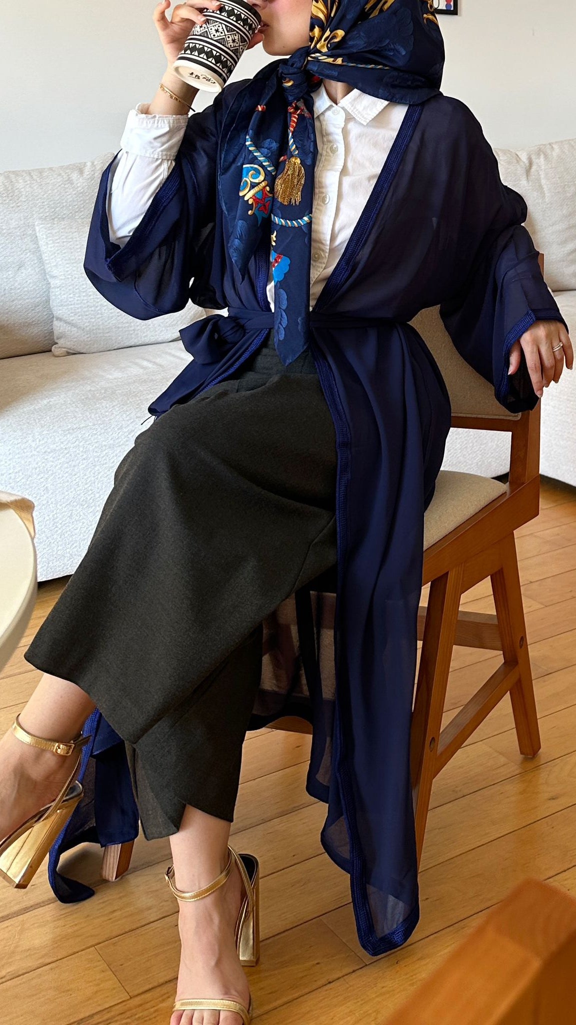 "Sapphire Blue" Chiffon Kimono