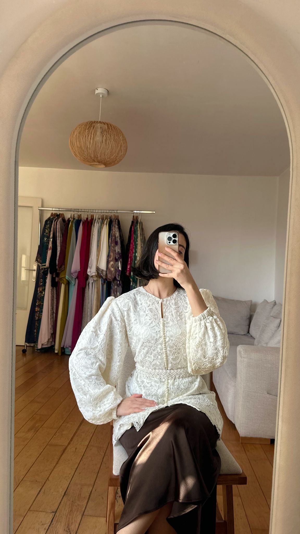 Haut Traditionnel Dentelle Blanc